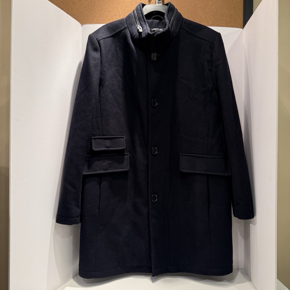 Kenneth Cole New York Men's Small Navy Single Breasted Twill Walker Jacket